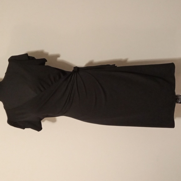 Studio M Black Short Flutter Sleeve Classic Wrap Dress Size Medium - Picture 2 of 10